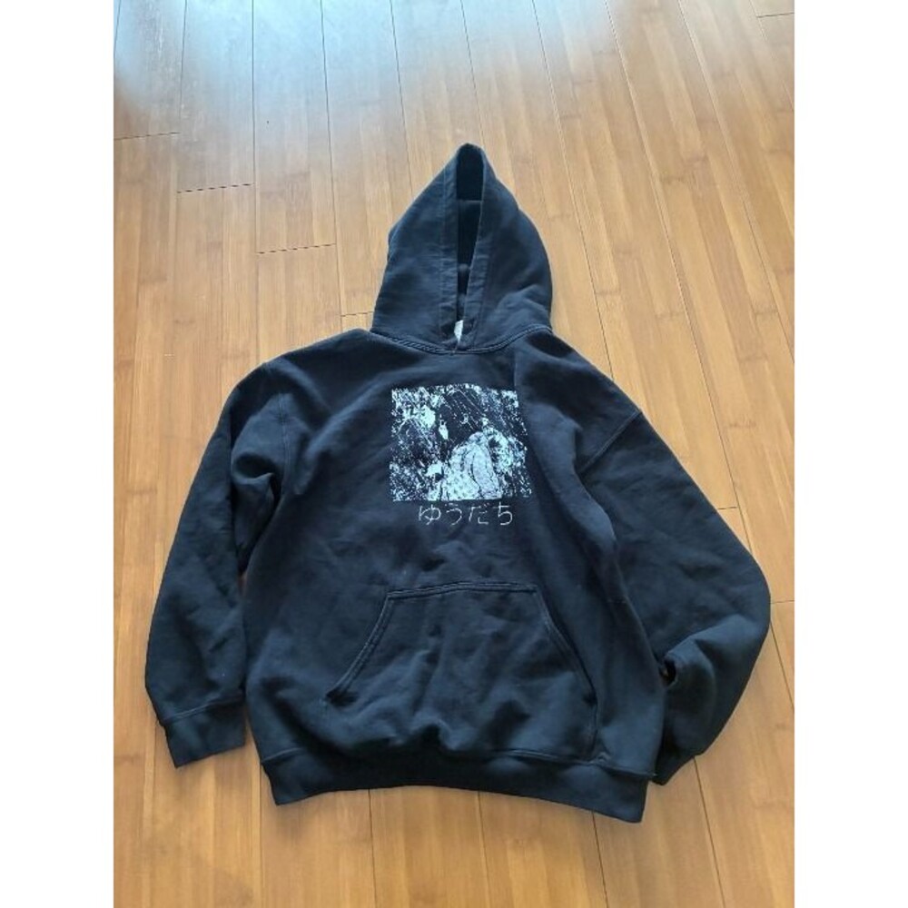 OMO Hoodie Anime Manga Cat Black Long Sleeve Japanese Women's Medium